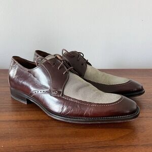 Mezlan Brown Buckingham Leather Split Toe Dress Shoes Lace Up Two Tone Men's 9M